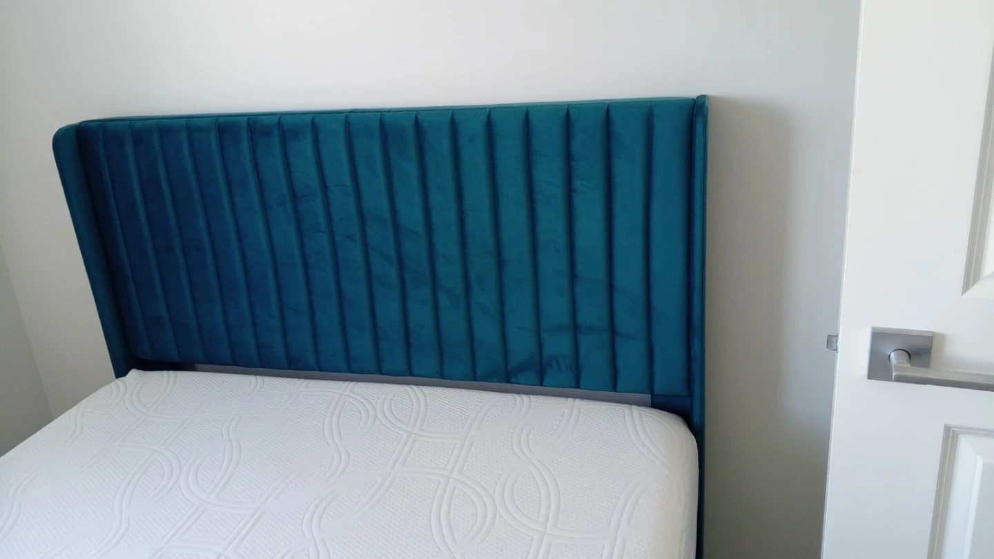 Velvet Teal Queen Bed Frame with Headboard - photo 2