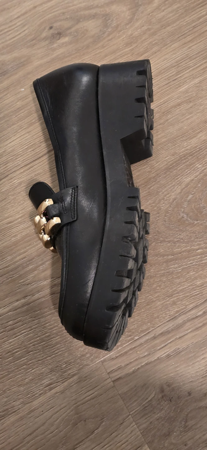 Antonio Melani Black Loafers with Gold Chain Detail - photo 3