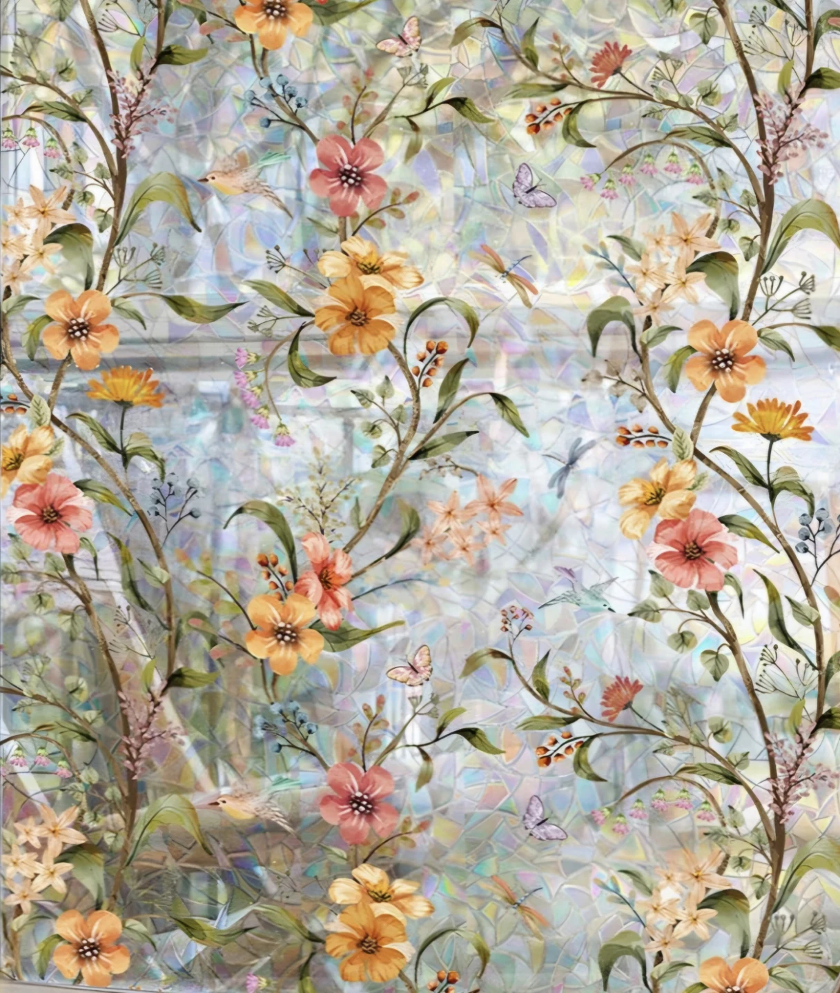 Floral Birds Window Film 35.5"×78"