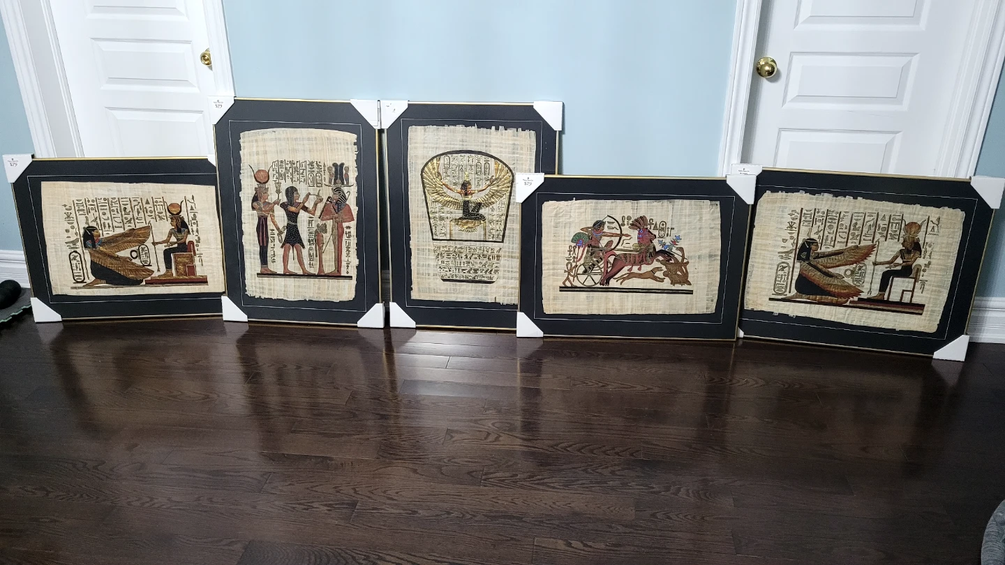 Egyptian Papyrus Art Prints - Set of 5