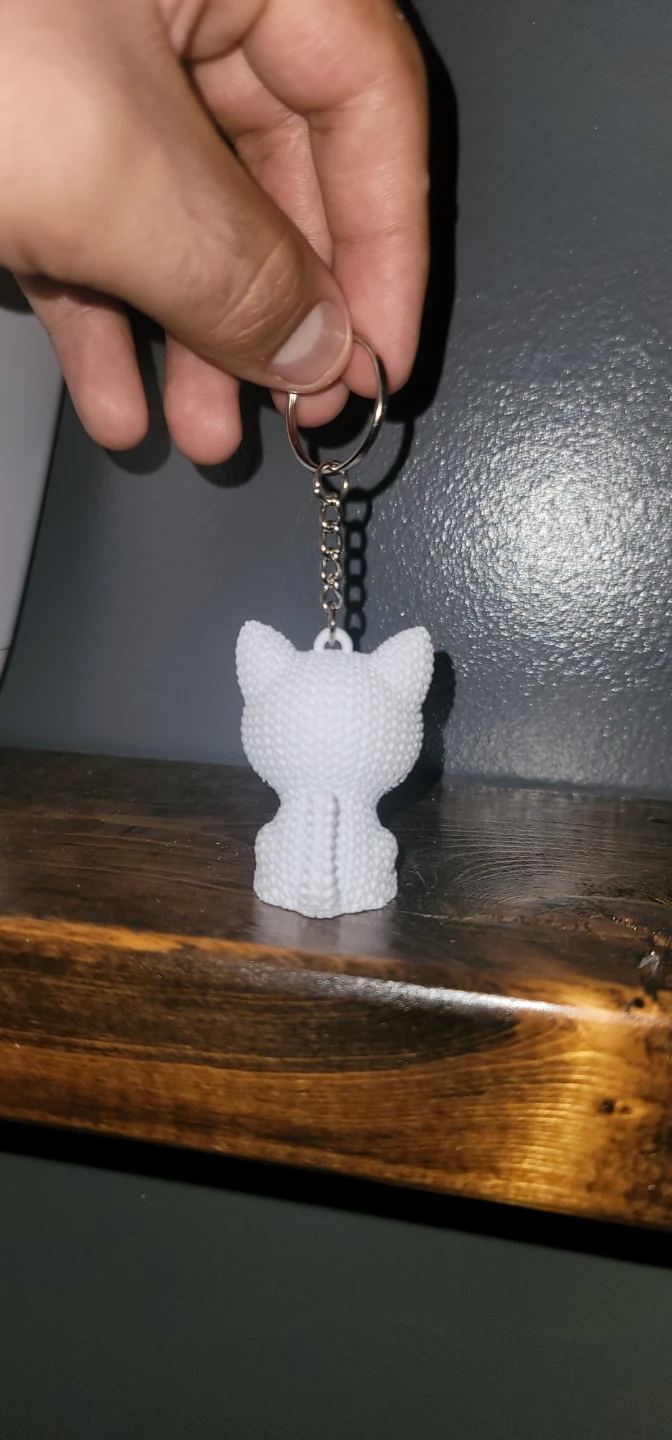 cute knitted White Cat Keychain - photo 3