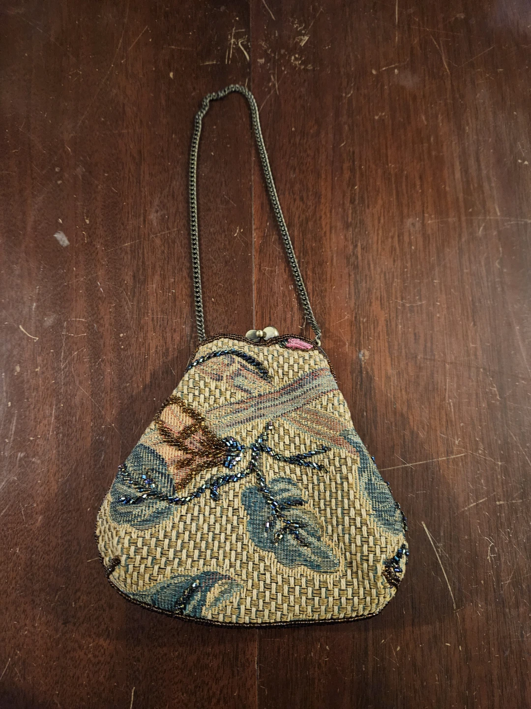 Beaded Coin Purse/Clutch with Chain Strap - photo 2