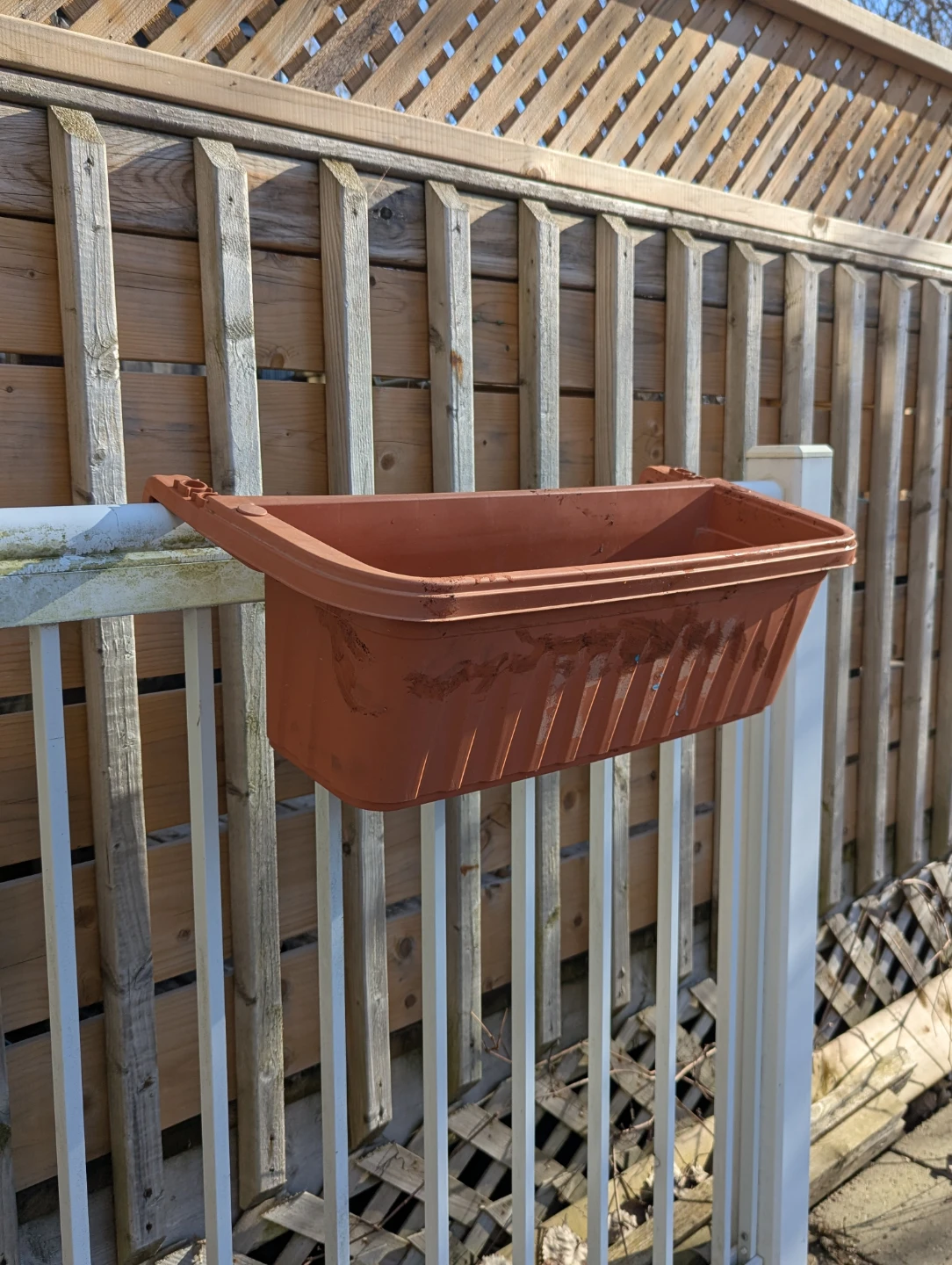 Terra Cotta coloured Fence Planter Box
