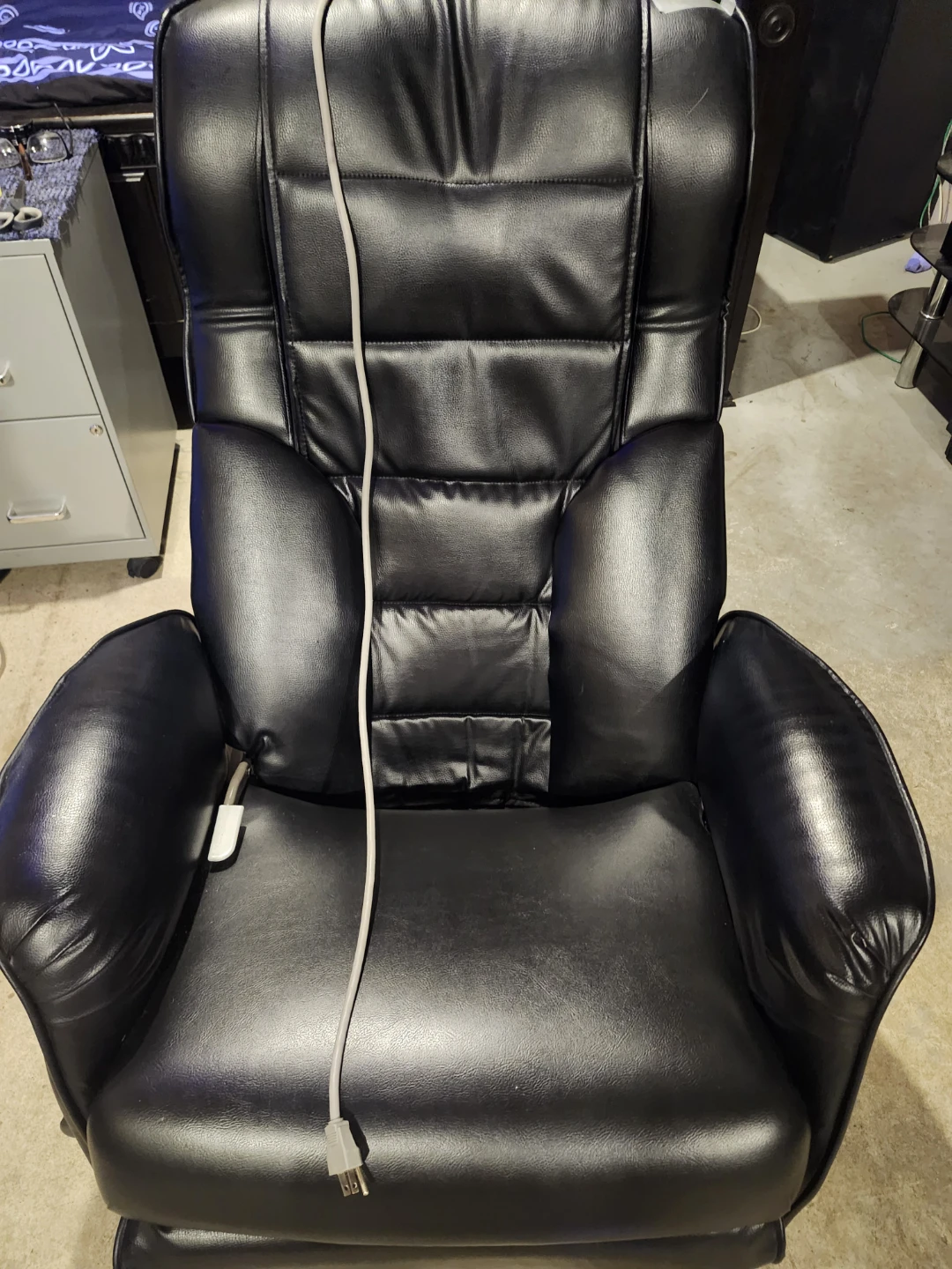 Black Faux Leather Massage Chair