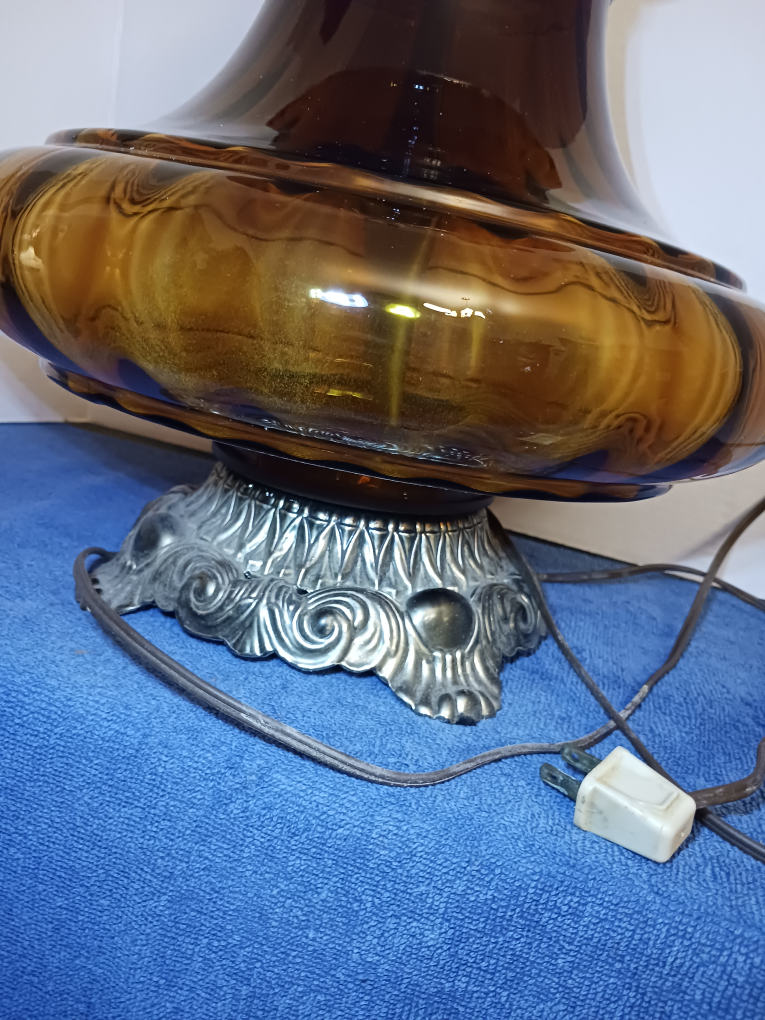 1972 EF & EF Industries,Inc.MCM Amber Glass Table Lamp, 31" tall - photo 3
