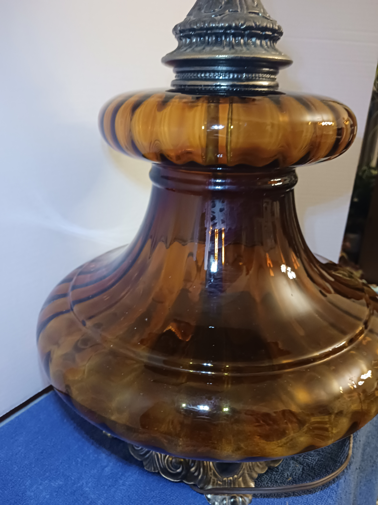 1972 EF & EF Industries,Inc.MCM Amber Glass Table Lamp, 31" tall - photo 5