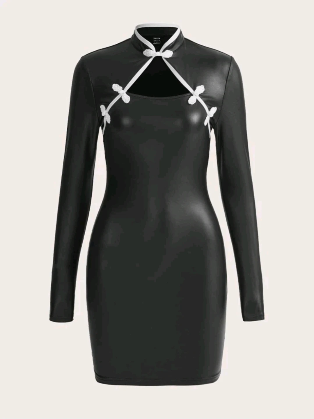 Faux Leather Cheongsam Style Mini Bodycon Dress * Goth * NEW