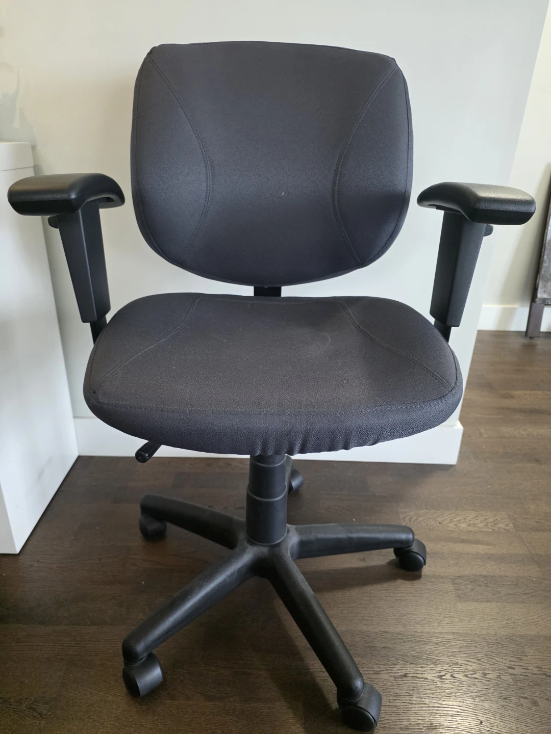 Black Fabric Office Chair with Adjustable Arms