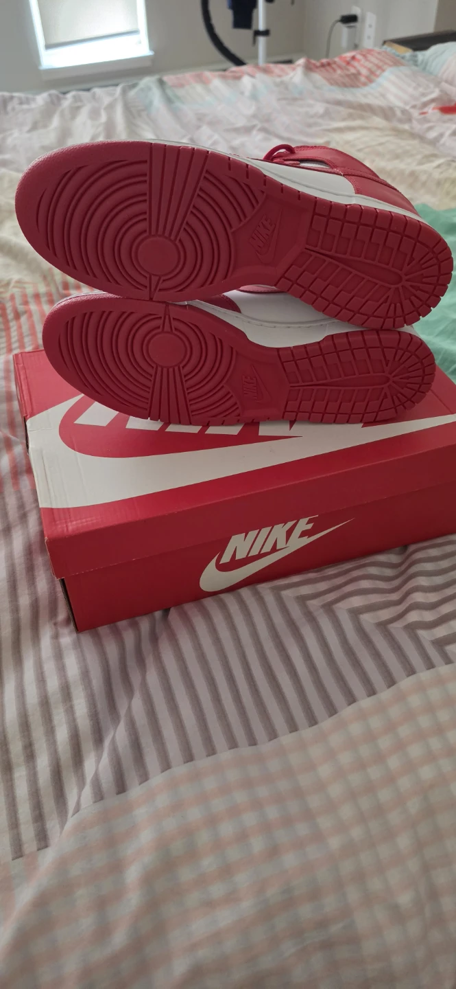 Nike Dunk High Top Sneakers Red/White - photo 4