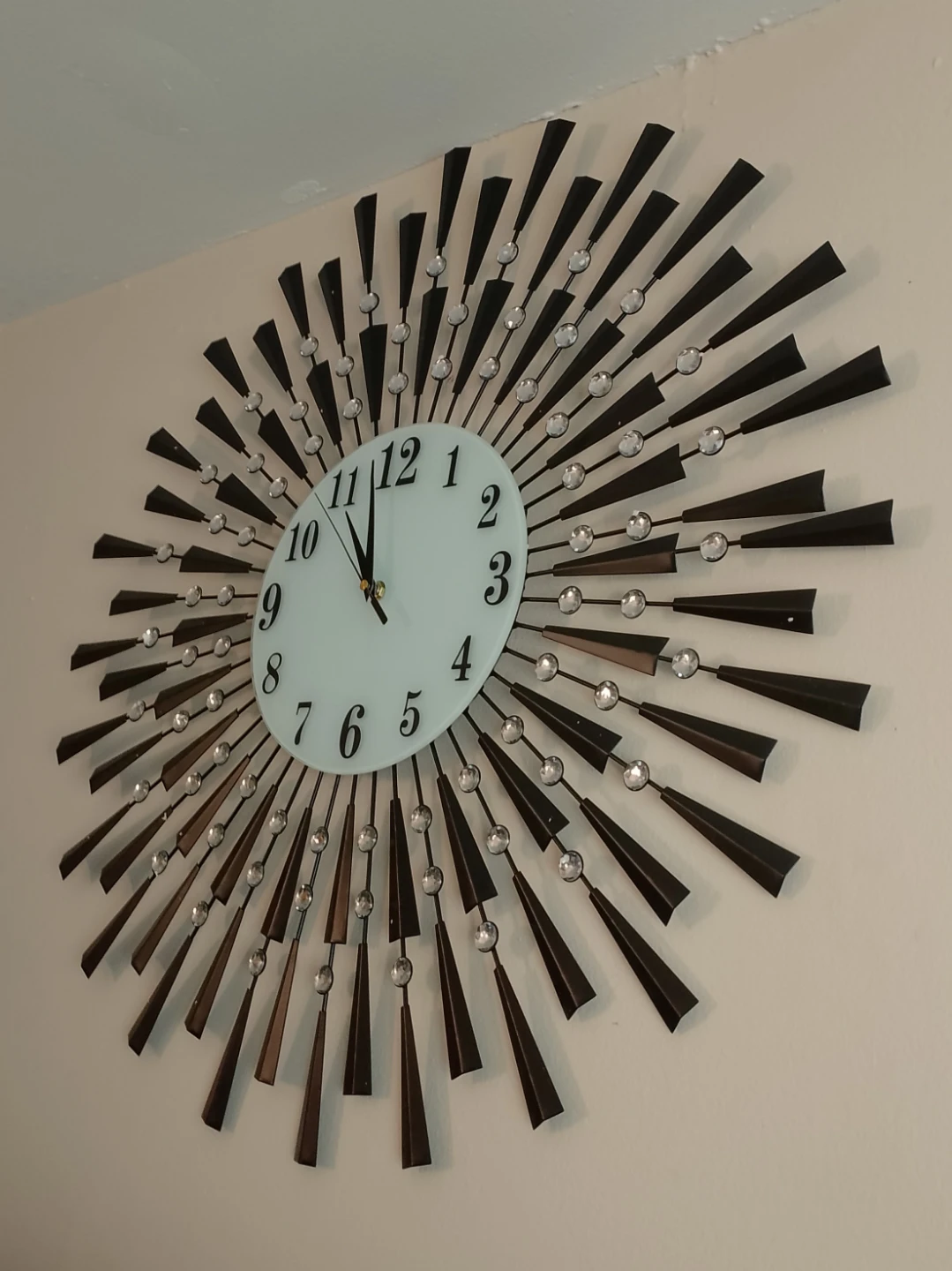 Sunburst Wall Clock with Crystal Accents - photo 2