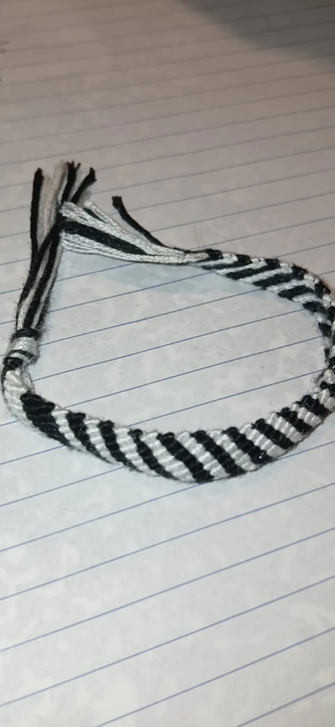 Black and White Striped Woven Friendship Bracelet
