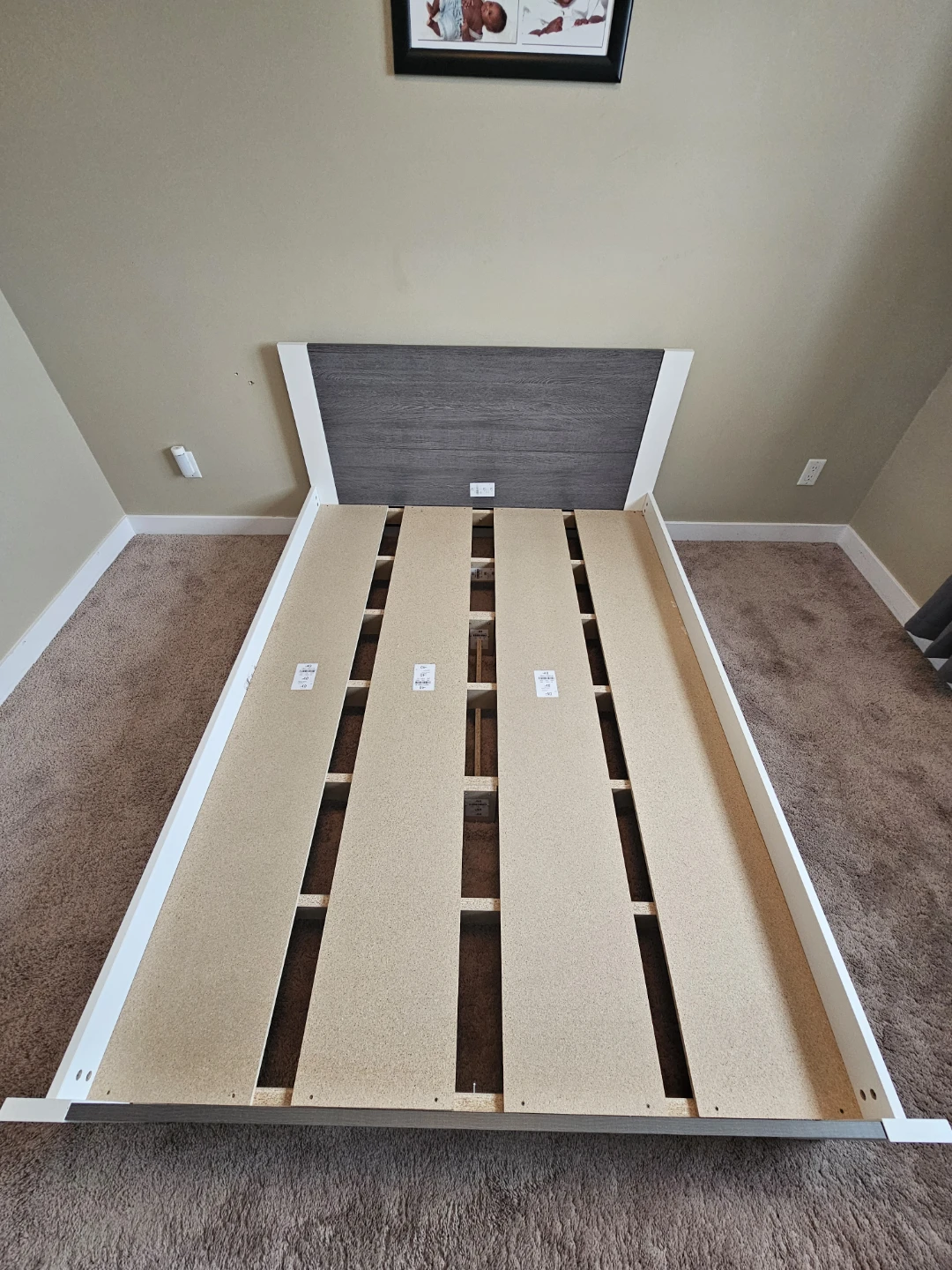Modern White and Grey Platform Bed Frame