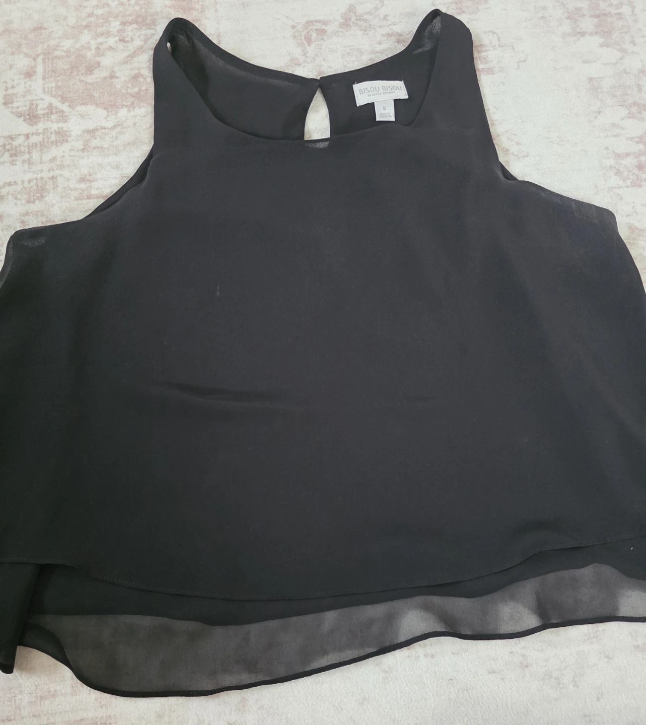 Bisou Bisou Black Layered Tank Top Size M