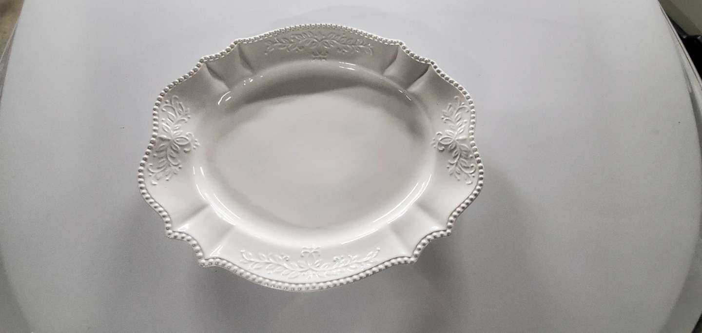 White Embossed Scalloped Plate