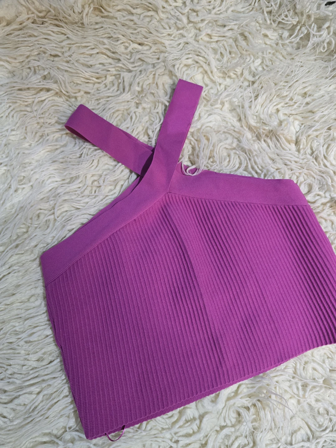 Purple Ribbed Halter Neck Top