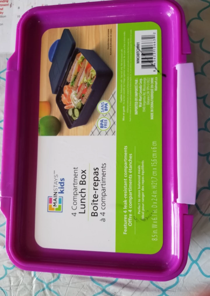 Mainstays Kids 4 Compartment Lunch Box - Purple