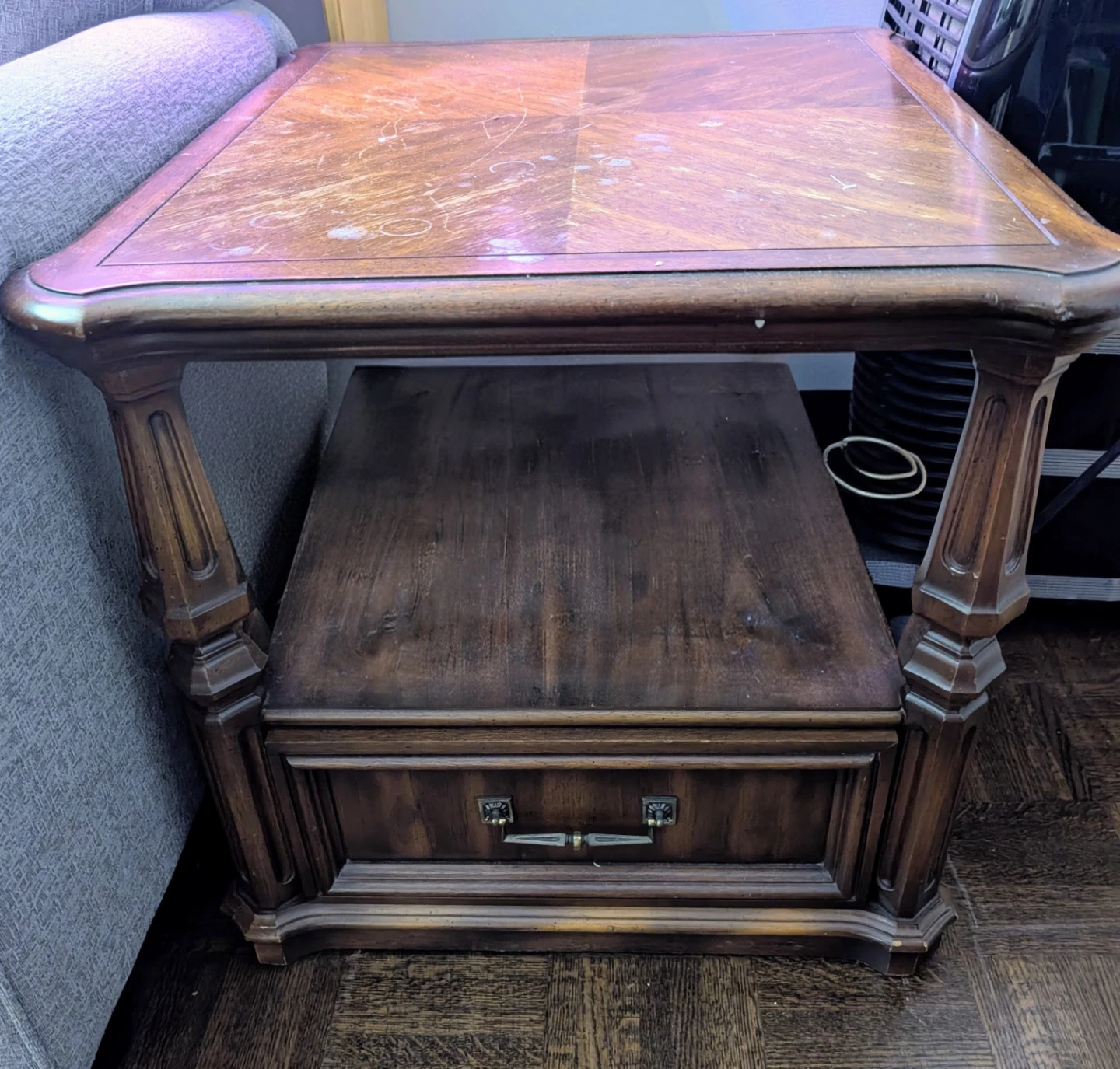 Wooden End Table with Drawer