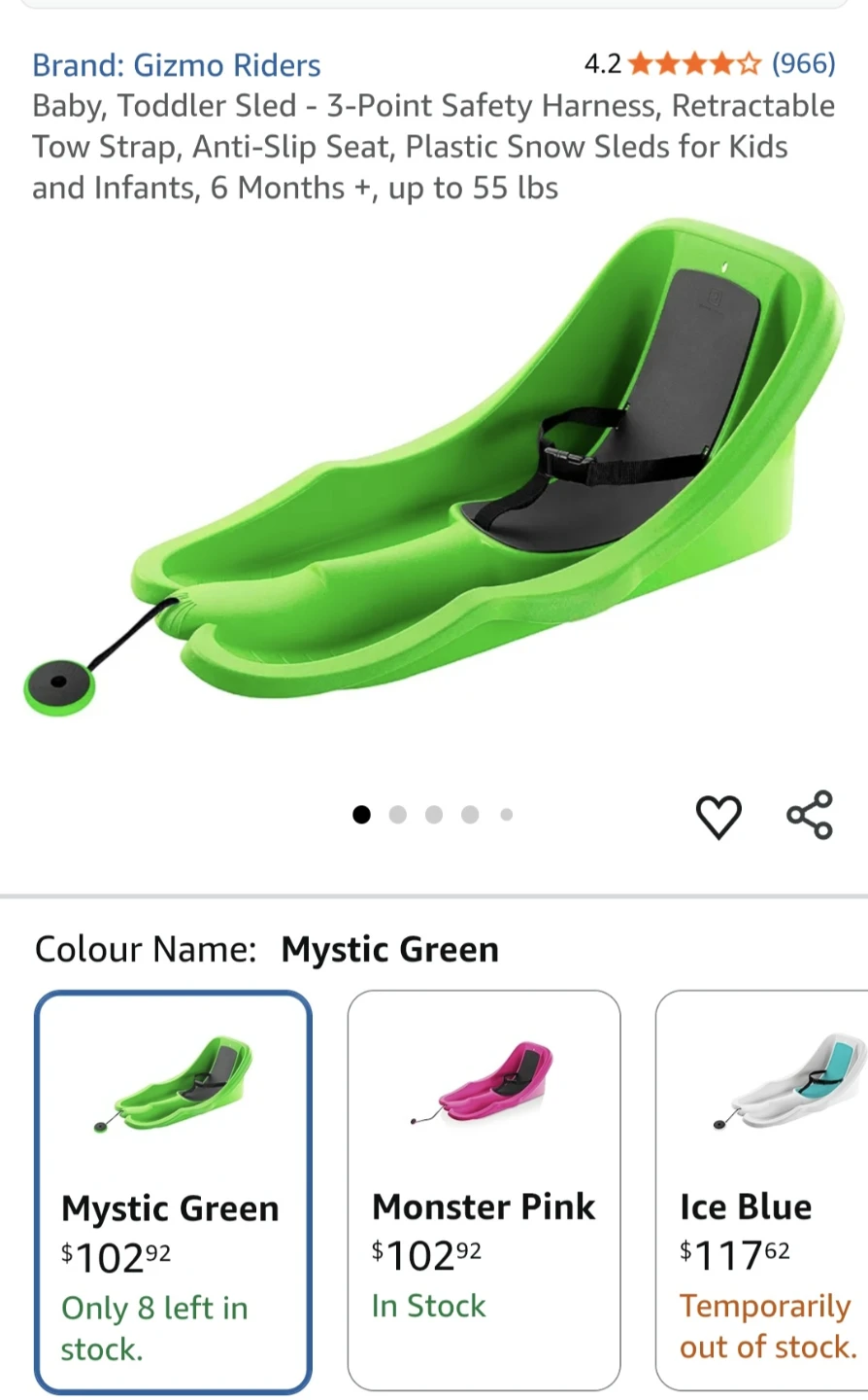 Gizmo Riders Baby Toddler Sled - Mystic Green - photo 2