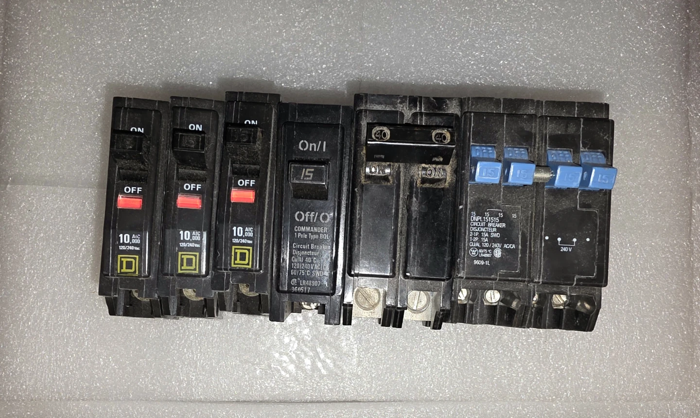 Square D Circuit Breakers - 15A & 10A