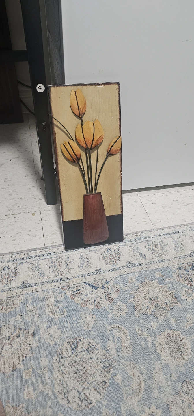 Metal Wall Art - Orange Tulips in Vase 🌱