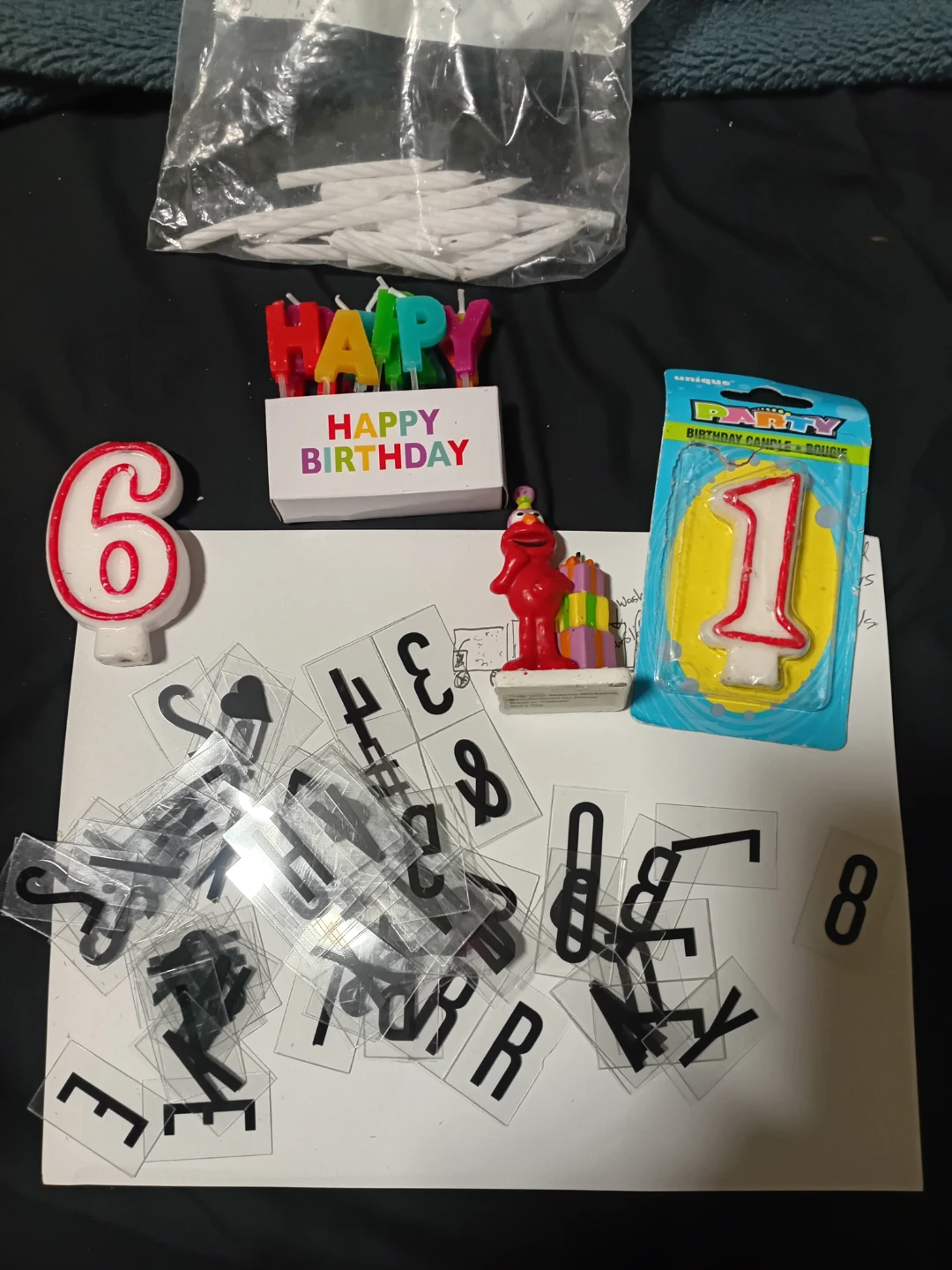 Birthday Candles and Letter Stickers