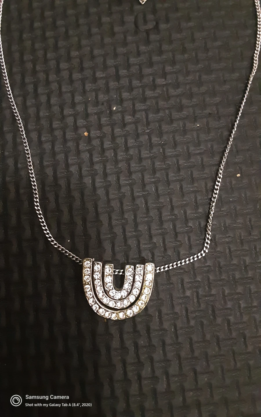 Silver necklace with faux diamond pendant - photo 2
