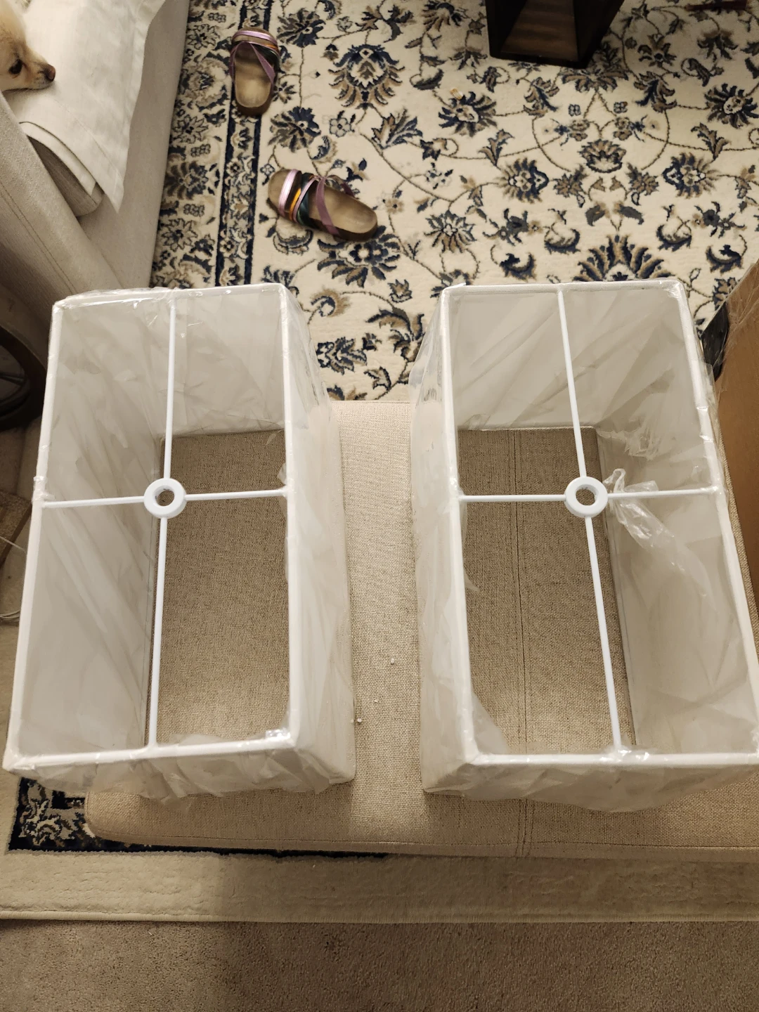 Set of 2 White Fabric Lamp Shades