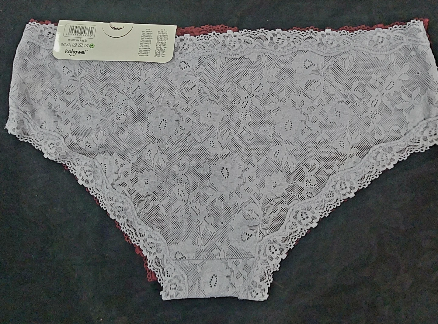 Kokowei Women's Lace Hipster Panties XL Burgundy - photo 2