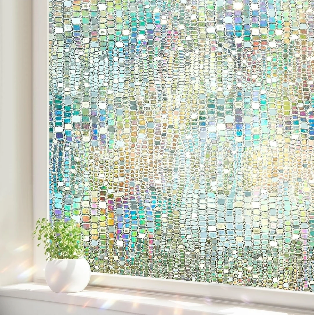 Window Privacy Film Static Cling Stained Glass UV, 17.5"x39.4"