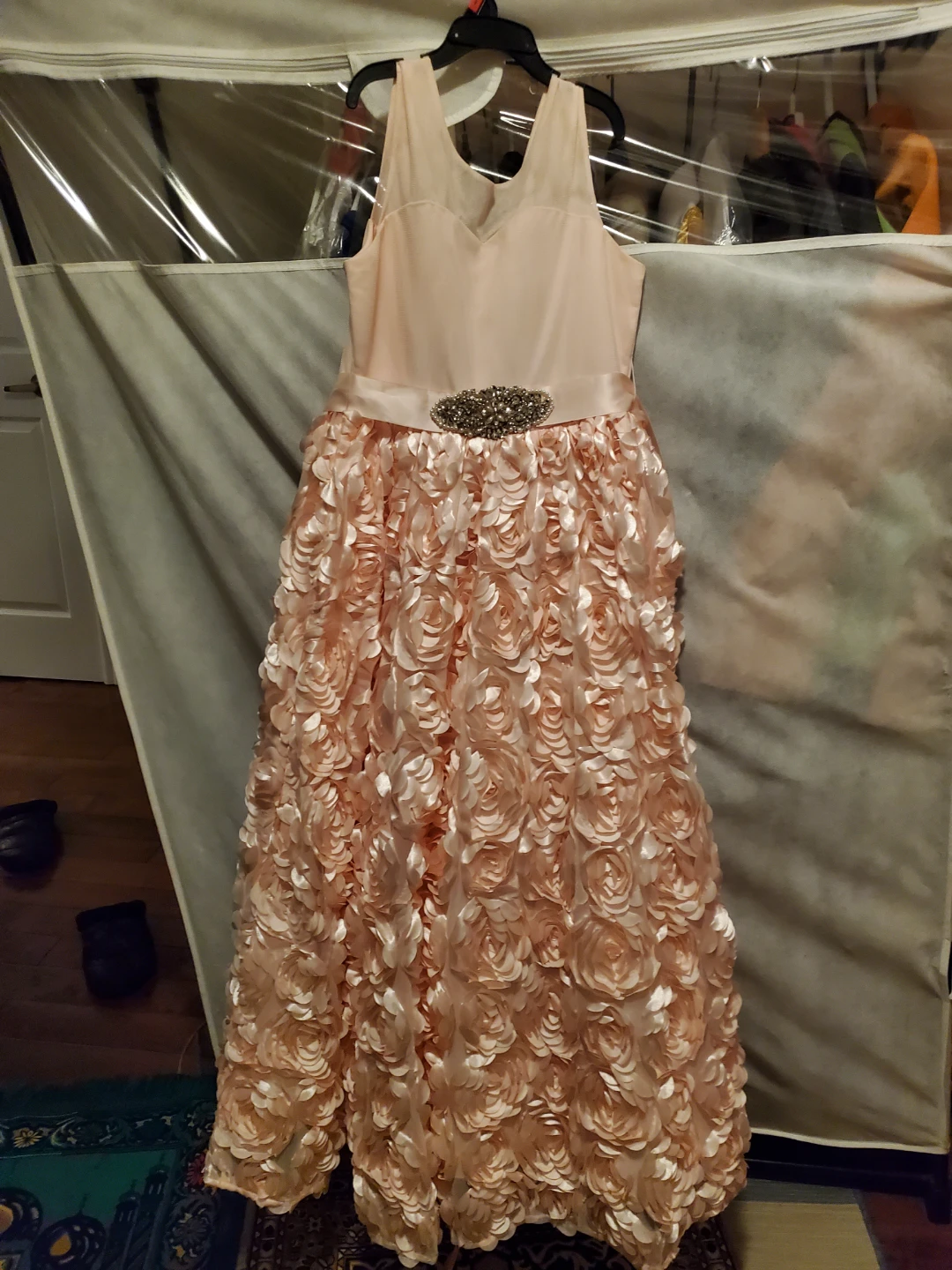 Rare Editions Pink Rosette Lace-Up Dress Size 10
