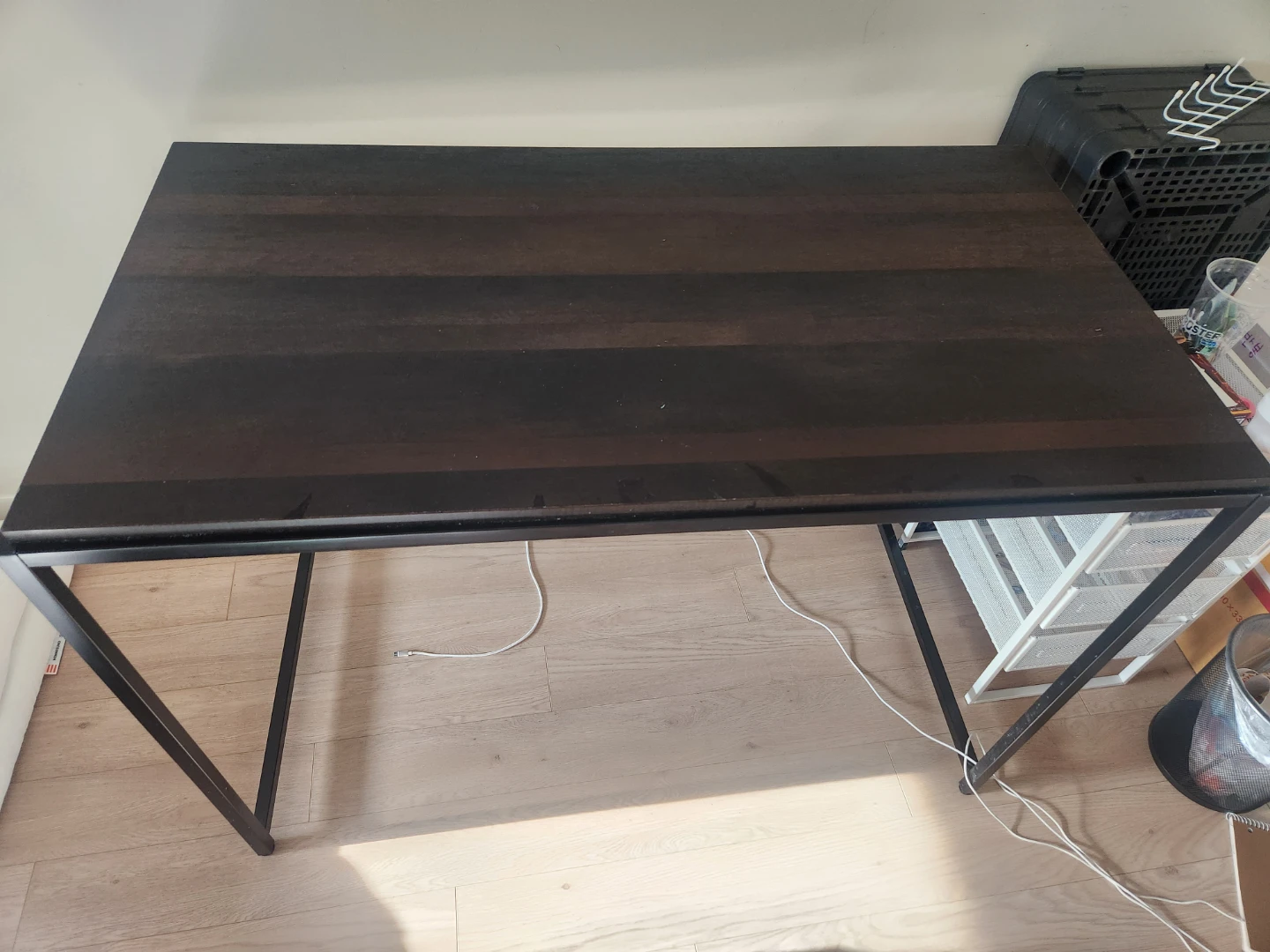 Dark Wood Desk with a black chair