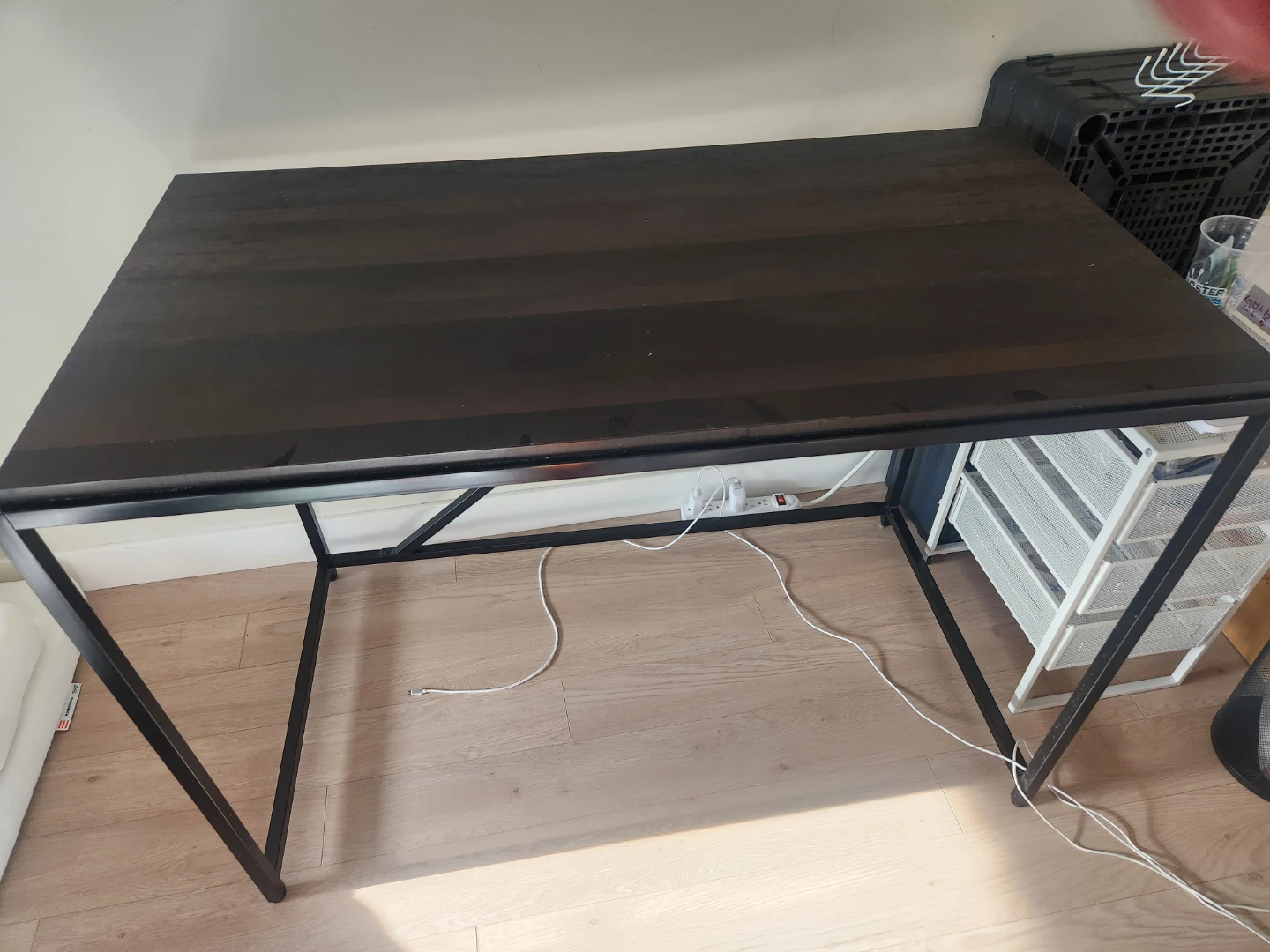 Dark Wood Desk with a black chair - photo 2