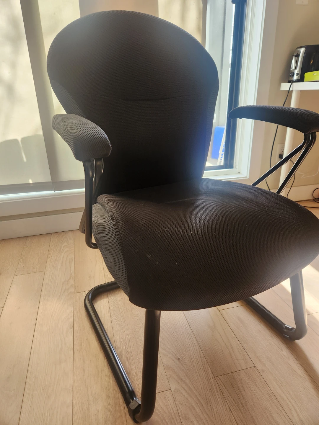 Dark Wood Desk with a black chair - photo 4