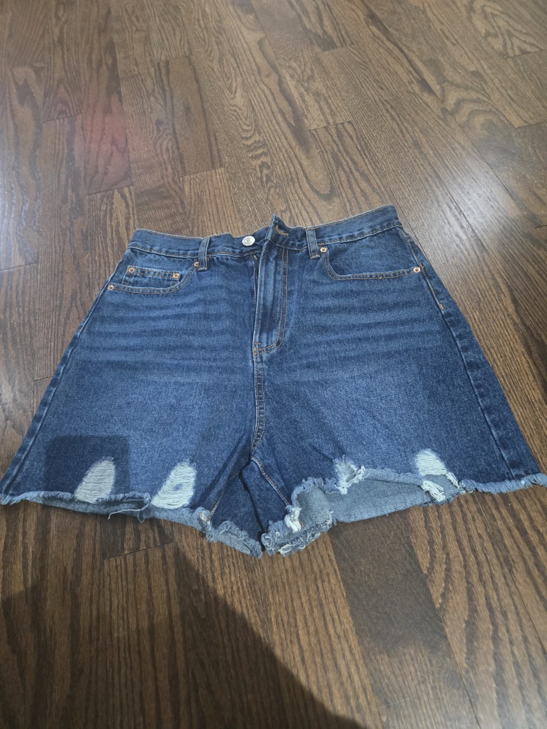 Blue Denim Boyfriend Shorts - size 09