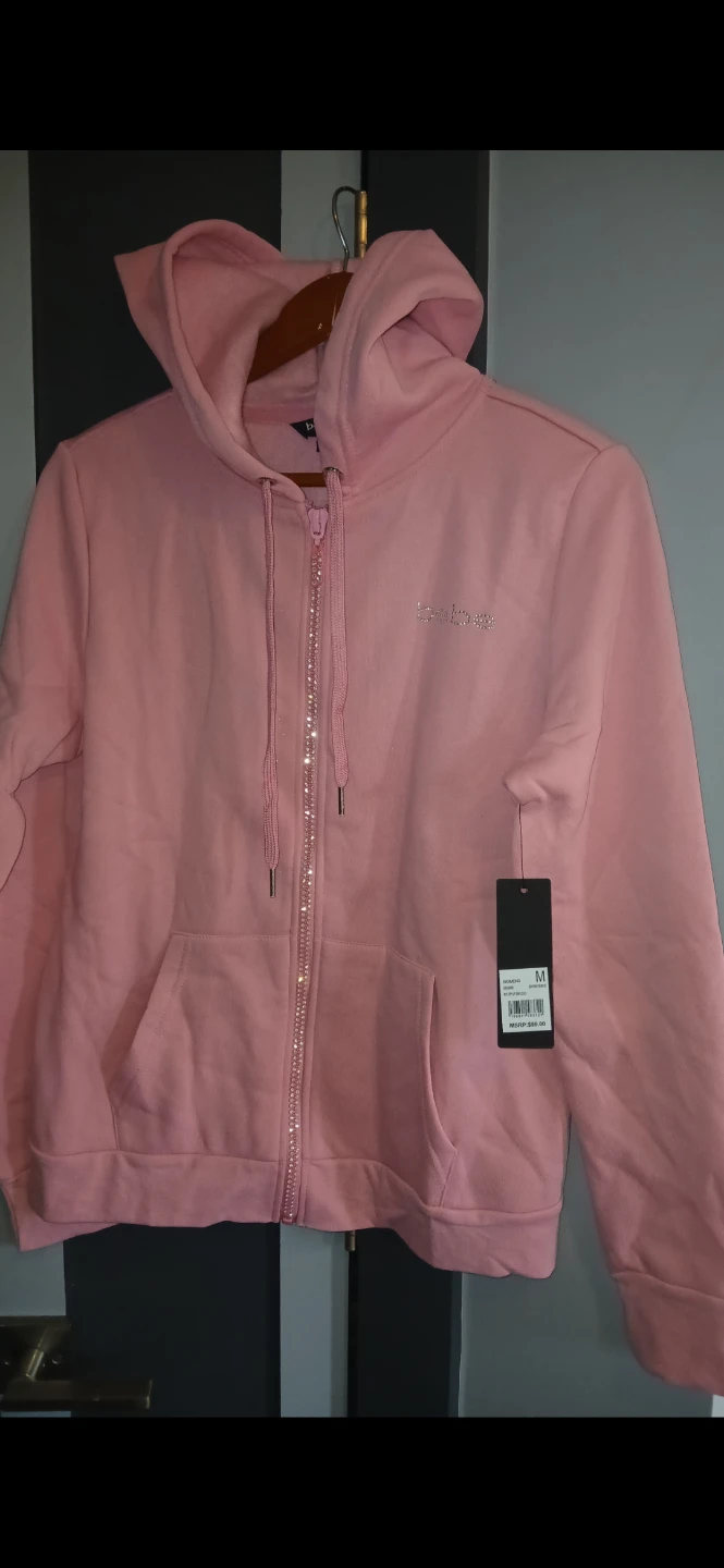 Bebe Pink Embellished Zip-Up Hoodie 🌱