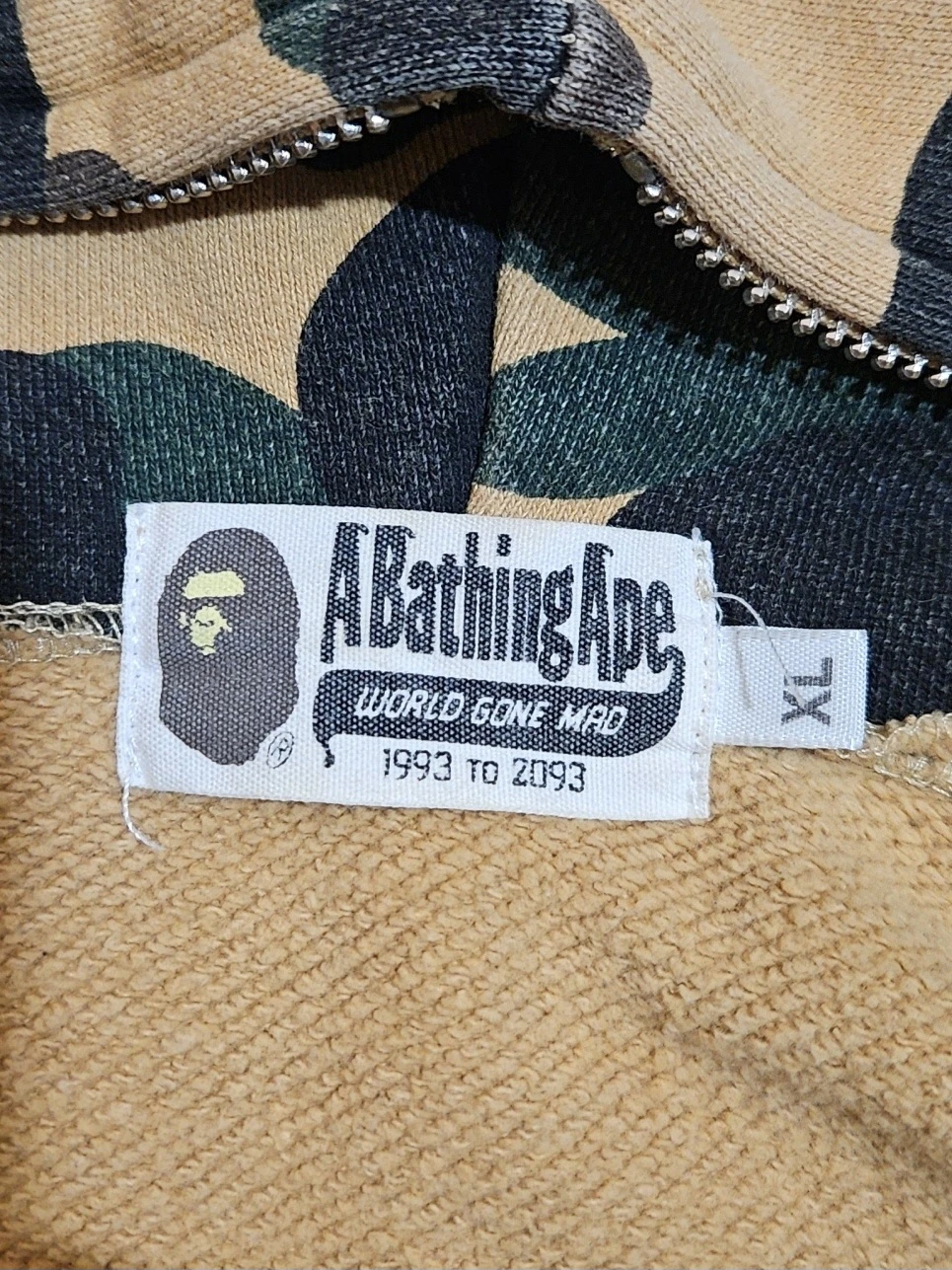 Authentic Yellow Camo ABC Shark Bape Zip-Up Hoodie - photo 5