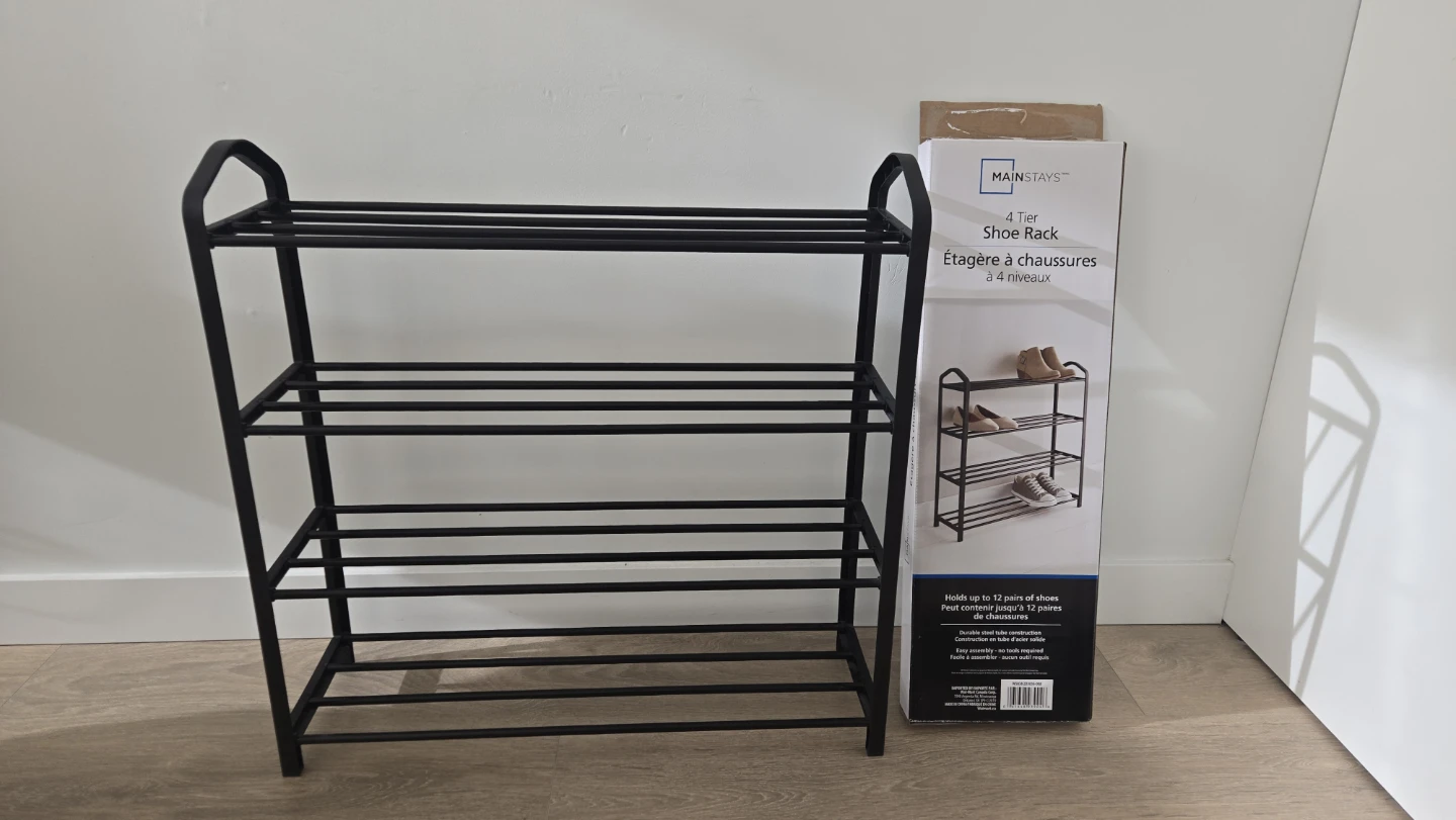 MAINSTAYS 4 Tier Shoe Rack - Black