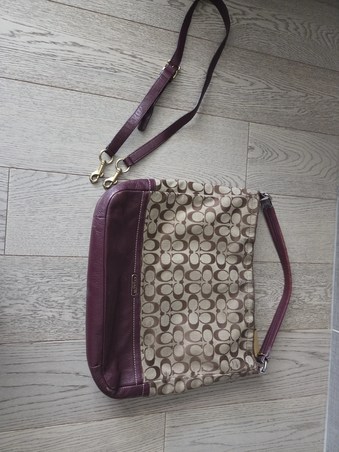 Coach Monogram & Leather Shoulder Bag