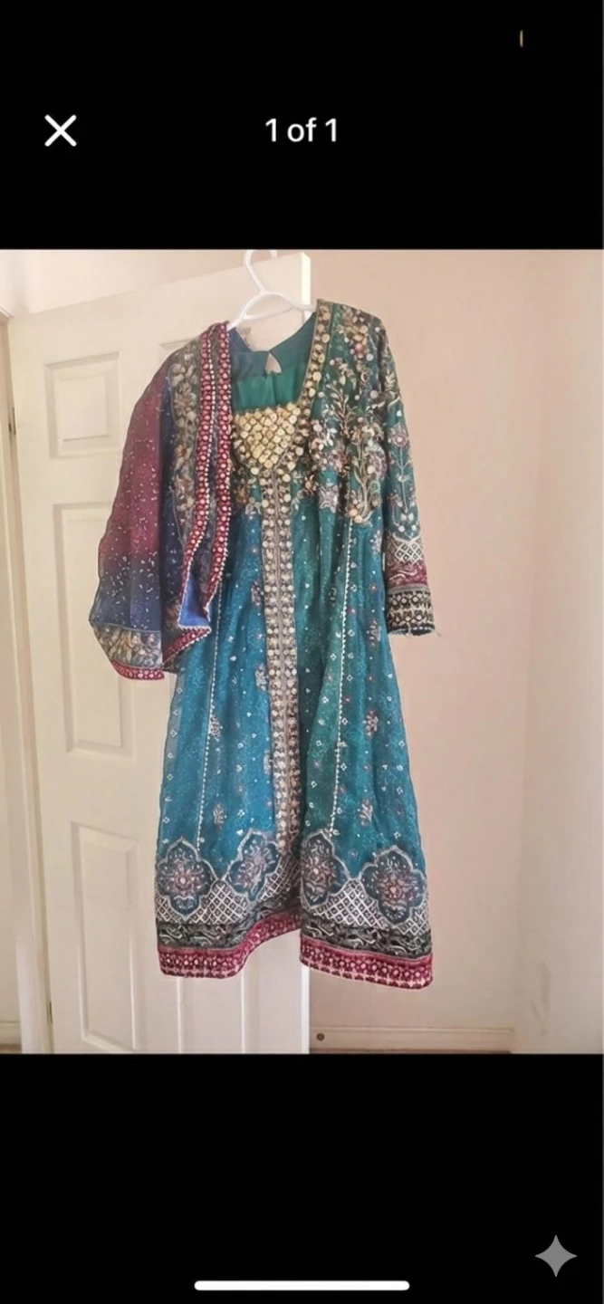 Embellished Teal Kurti with Dupatta