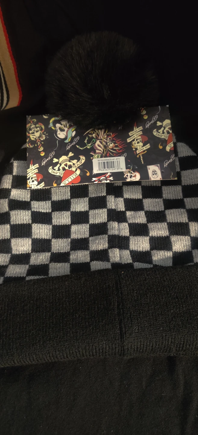 Ed Hardy Black & Grey Checkerboard Beanie - photo 4
