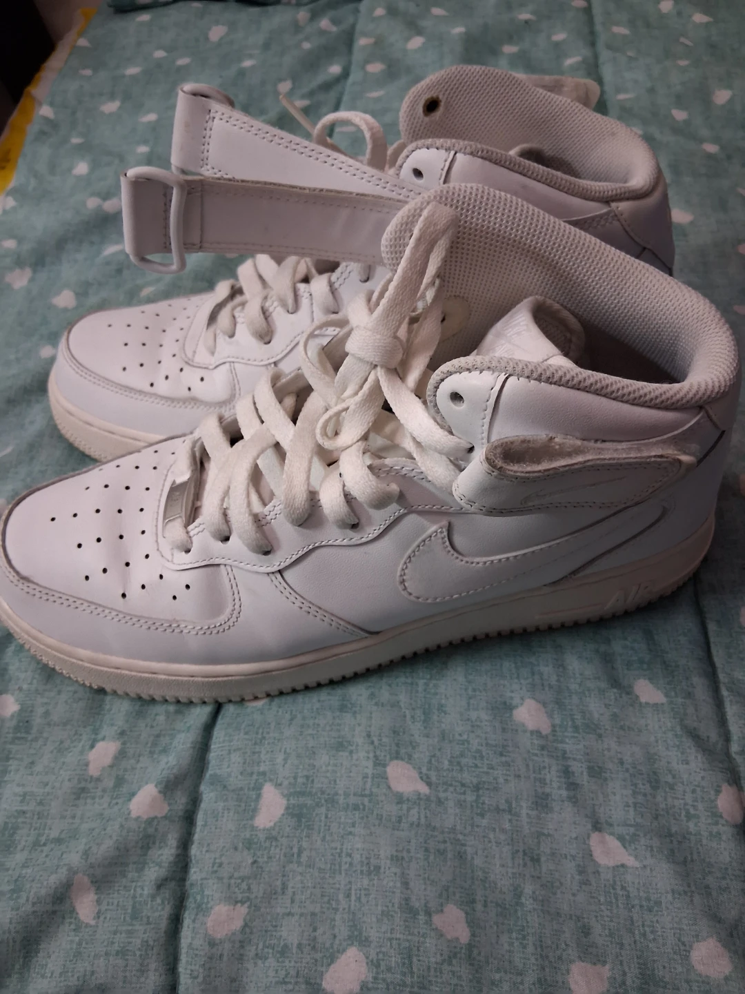 Nike Air Force 1 Mid White Leather High Top Sneakers