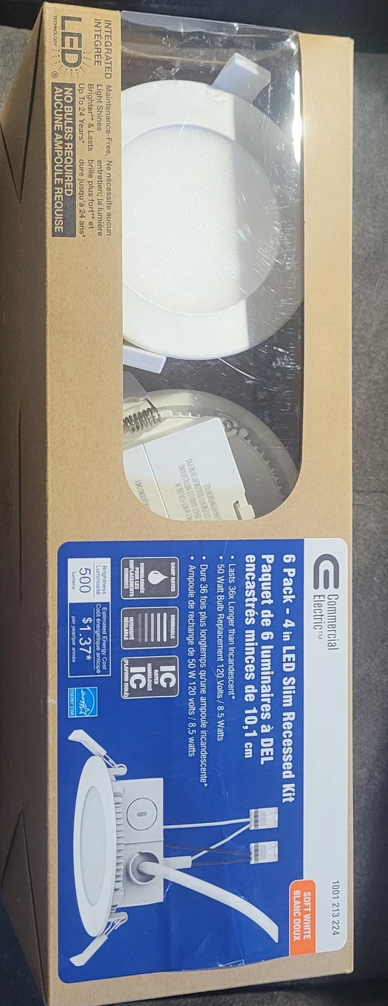 Commercial Electric 6 Pack 4 in LED Slim Recessed Lights