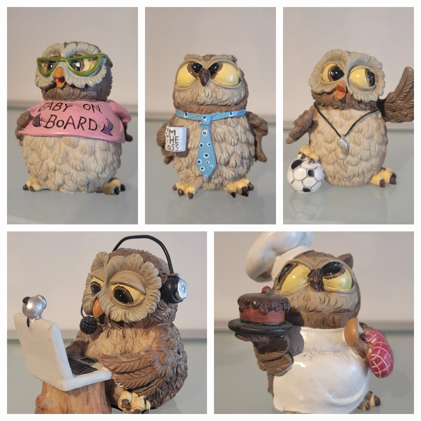 NEW Set of 5 Decorative Owl Figurines