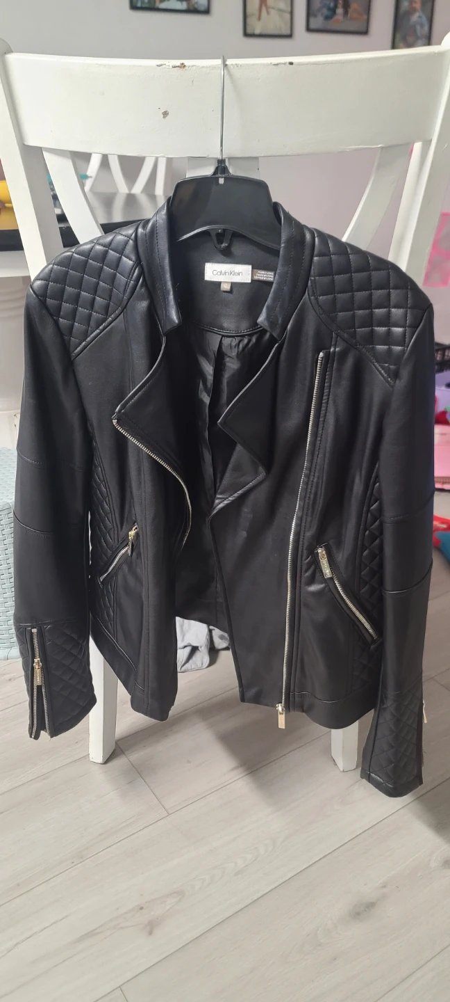 Calvin Klein Black Faux Leather Moto Jacket