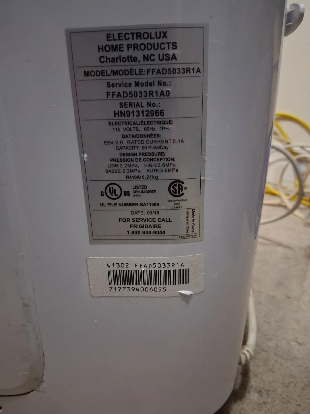 Frigidaire Dehumidifier FFAD5033R1A - photo 2