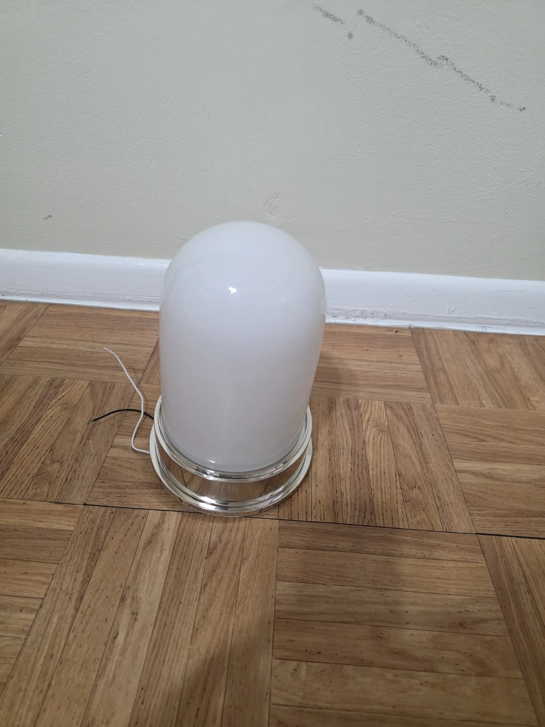 White Globe Ceiling Light Fixture with Chrome Trim - photo 3