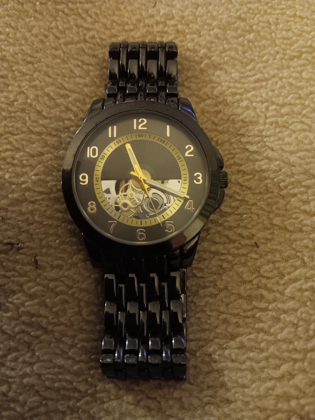 Black Skeleton Automatic Watch