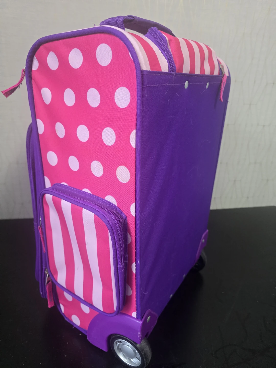 HEYS Kids Rolling Suitcase - Pink & Purple Polka Dot & Stripes - photo 2