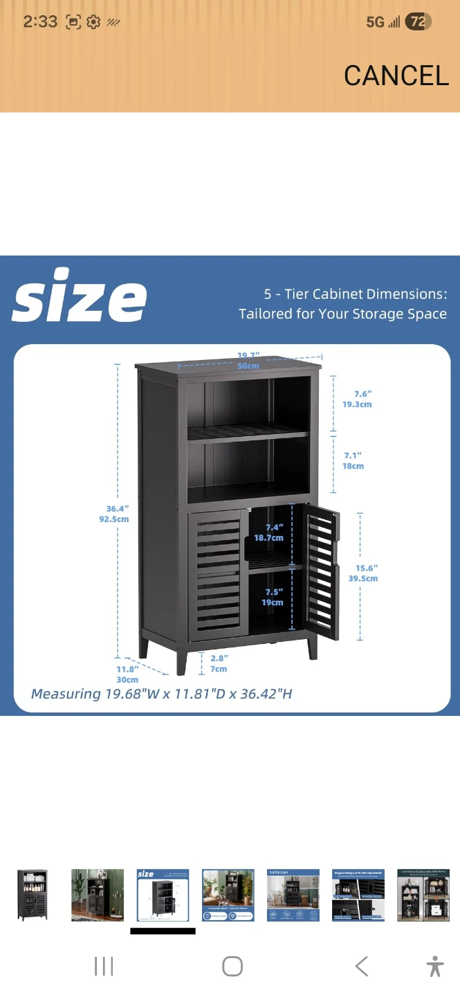 5-Tier Storage Cabinet - Black - photo 2