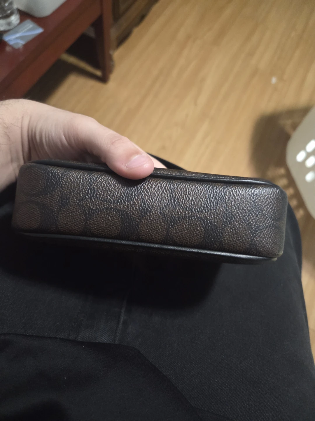 Coach Brown Signature Print Leather Wristlet Pouch - photo 3